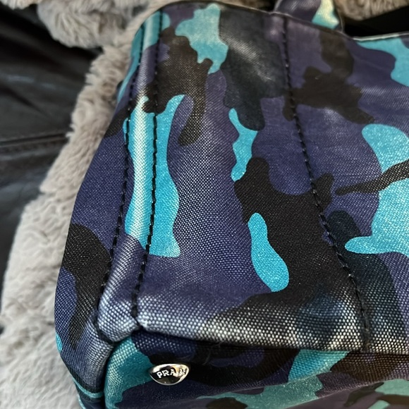 PRADA LARGE CANAPA DENIM ARMY BLUE PRINT - Picture 10 of 17